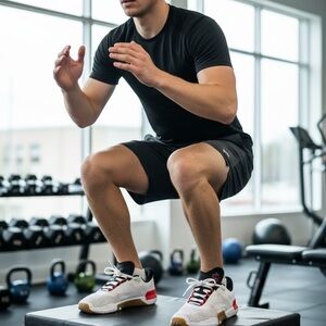 Under Armour Tribase Reign 4 Training Shoes White with Navy Red Accents Size 12